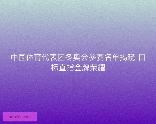 中国体育代表团冬奥会参赛名单揭晓 目标直指金牌荣耀
