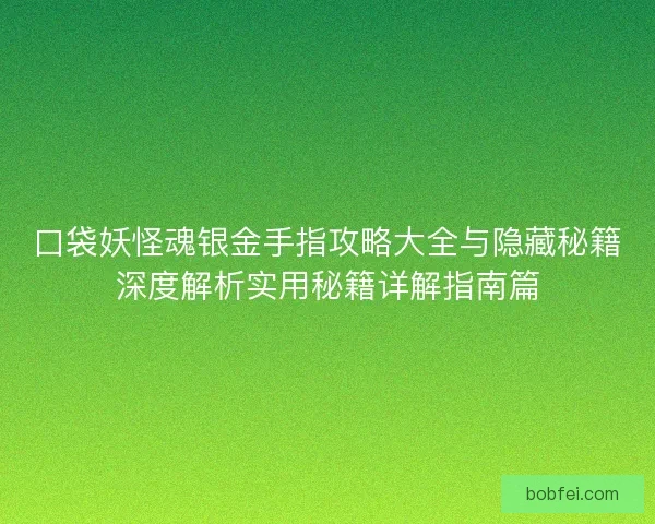 口袋妖怪魂银金手指攻略大全与隐藏秘籍深度解析实用秘籍详解指南篇