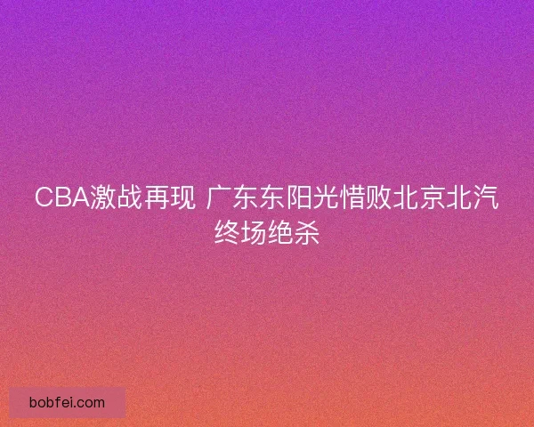 CBA激战再现 广东东阳光惜败北京北汽终场绝杀