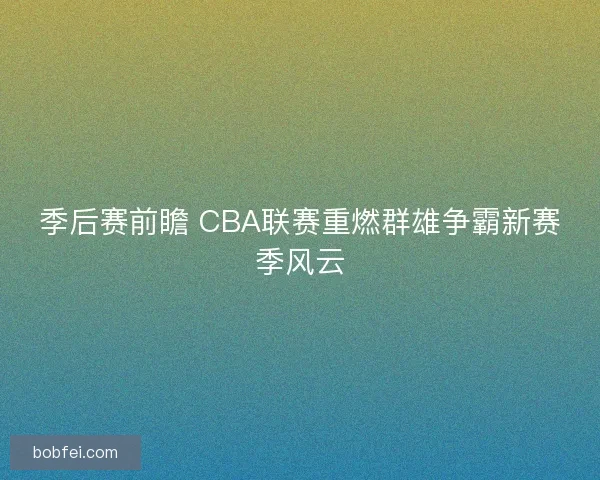 季后赛前瞻 CBA联赛重燃群雄争霸新赛季风云