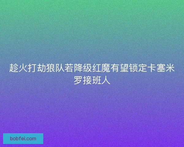 趁火打劫狼队若降级红魔有望锁定卡塞米罗接班人